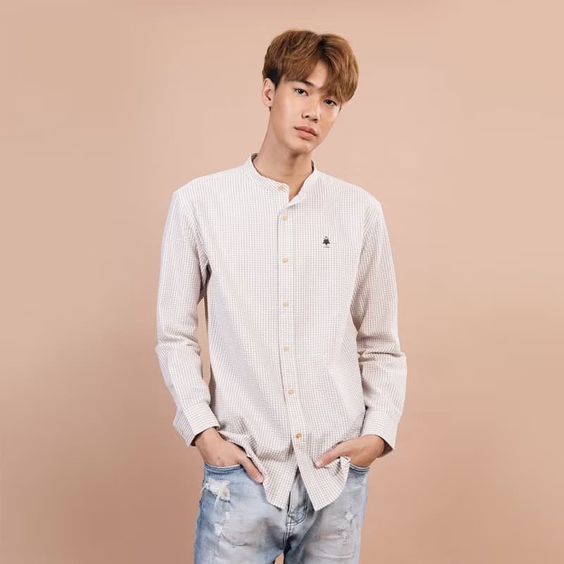 (SIZE M) PINE TREE // cream check // men straight fit
