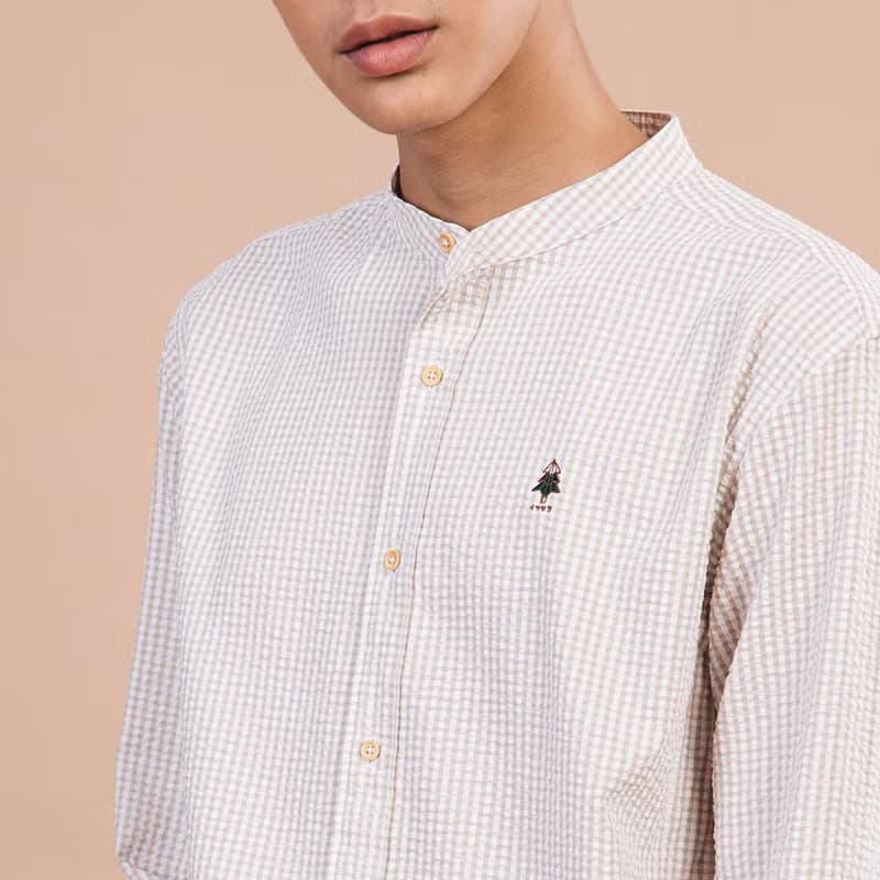 (SIZE M) PINE TREE // cream check // men straight fit