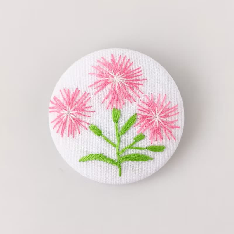 撫子の花刺繍ブローチ