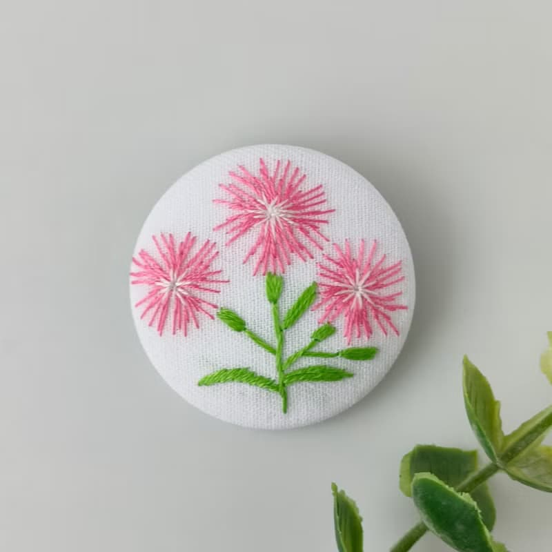 撫子の花刺繍ブローチ