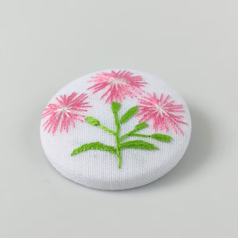 撫子の花刺繍ブローチ