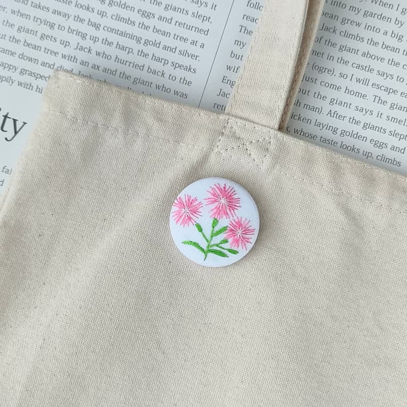 撫子の花刺繍ブローチ