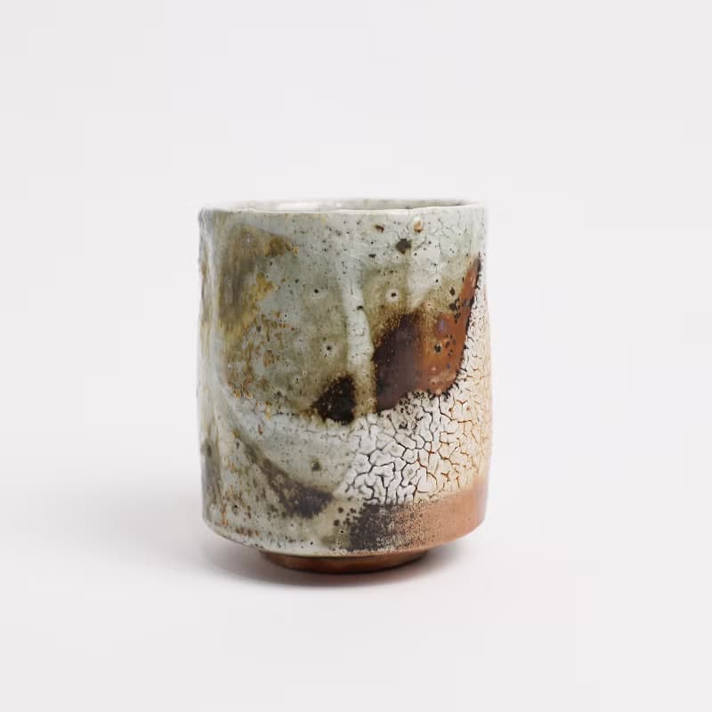 明芽窯 l 柴燒縮志野水杯 茶杯 橘紅 縮釉 陶杯 杯子 蒐藏品 T