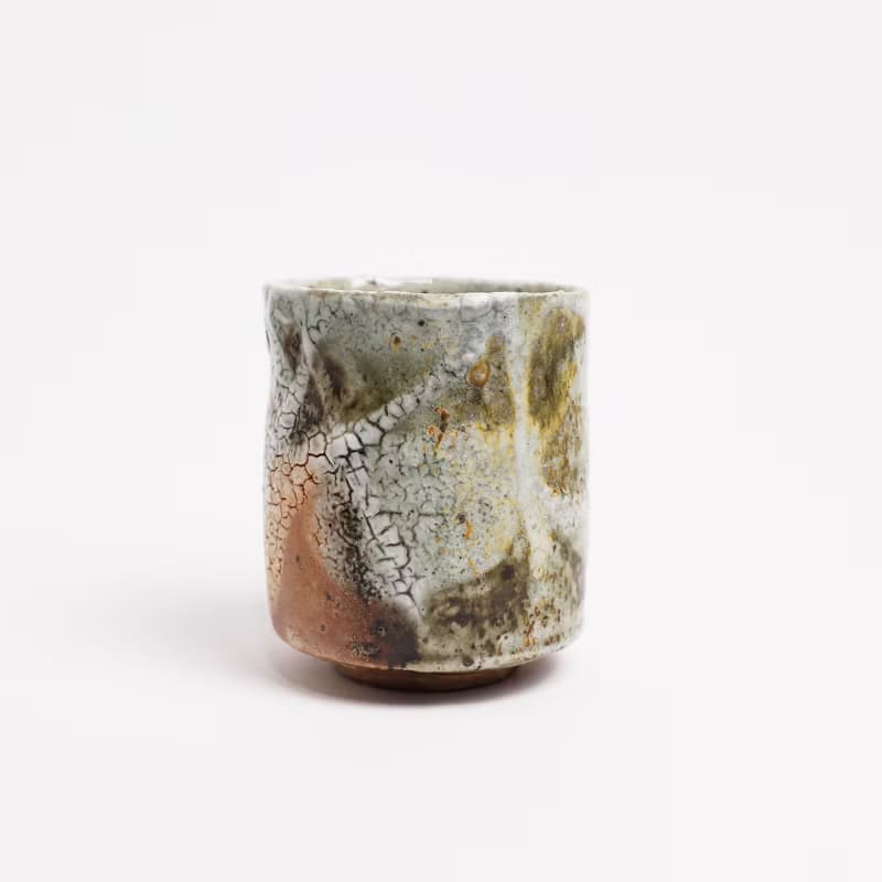 明芽窯 l 柴燒縮志野水杯 茶杯 橘紅 縮釉 陶杯 杯子 蒐藏品 T