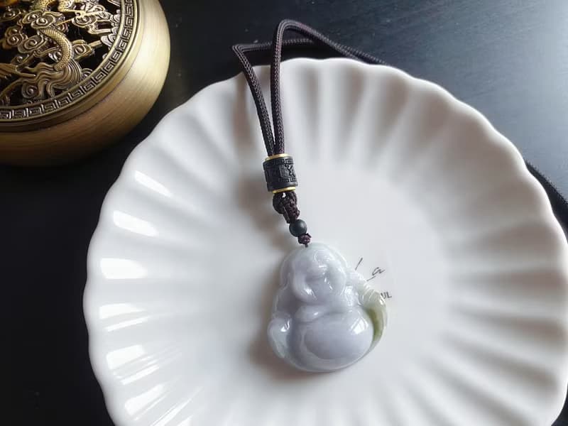 天然緬甸玉 翡翠 細糯種翡翠佛公 彌勒佛 項鍊 禮物
