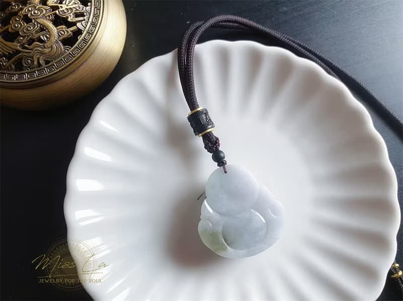 天然緬甸玉 翡翠 細糯種翡翠佛公 彌勒佛 項鍊 禮物