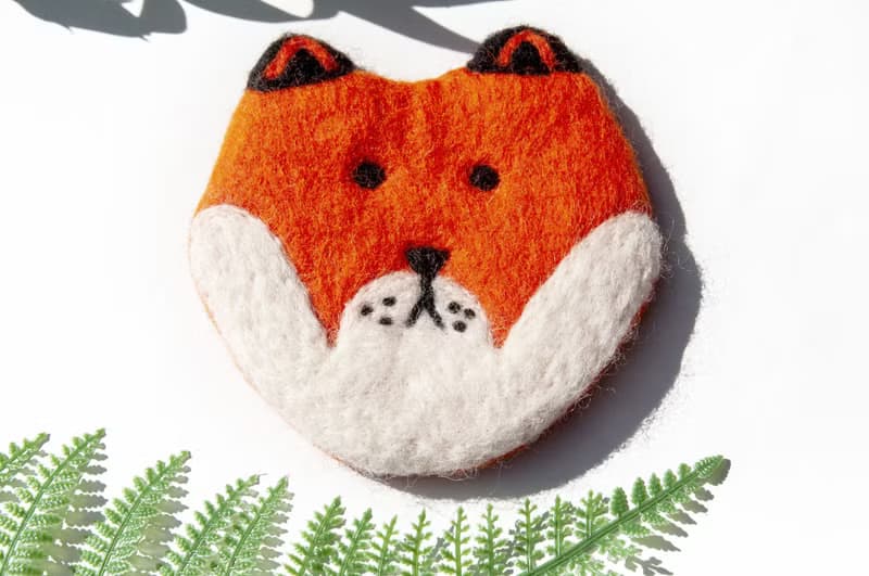 情人節禮物 聖誕交換禮物 森林系羊毛氈杯墊 動物杯墊-狗兒吸水墊