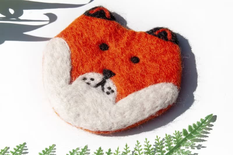 情人節禮物 聖誕交換禮物 森林系羊毛氈杯墊 動物杯墊-狗兒吸水墊