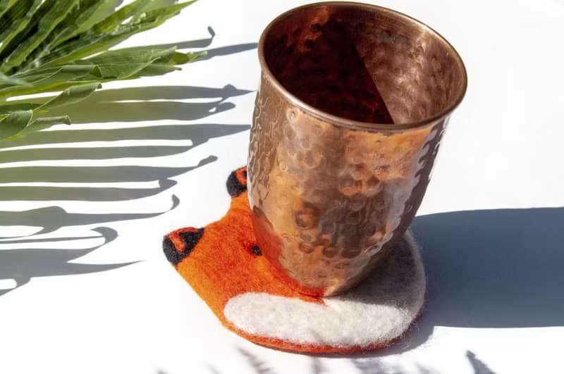 情人節禮物 聖誕交換禮物 森林系羊毛氈杯墊 動物杯墊-狗兒吸水墊