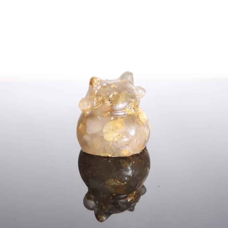 【情人節禮物】日式寶石金箔鈦晶招財貓擺飾-財位開運療癒聚寶盆
