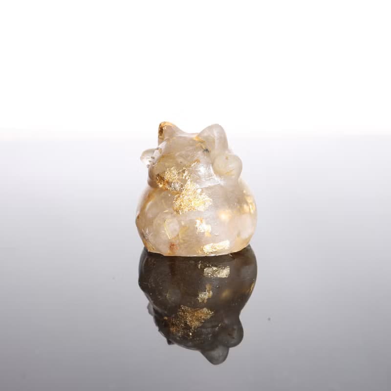 【情人節禮物】日式寶石金箔鈦晶招財貓擺飾-財位開運療癒聚寶盆