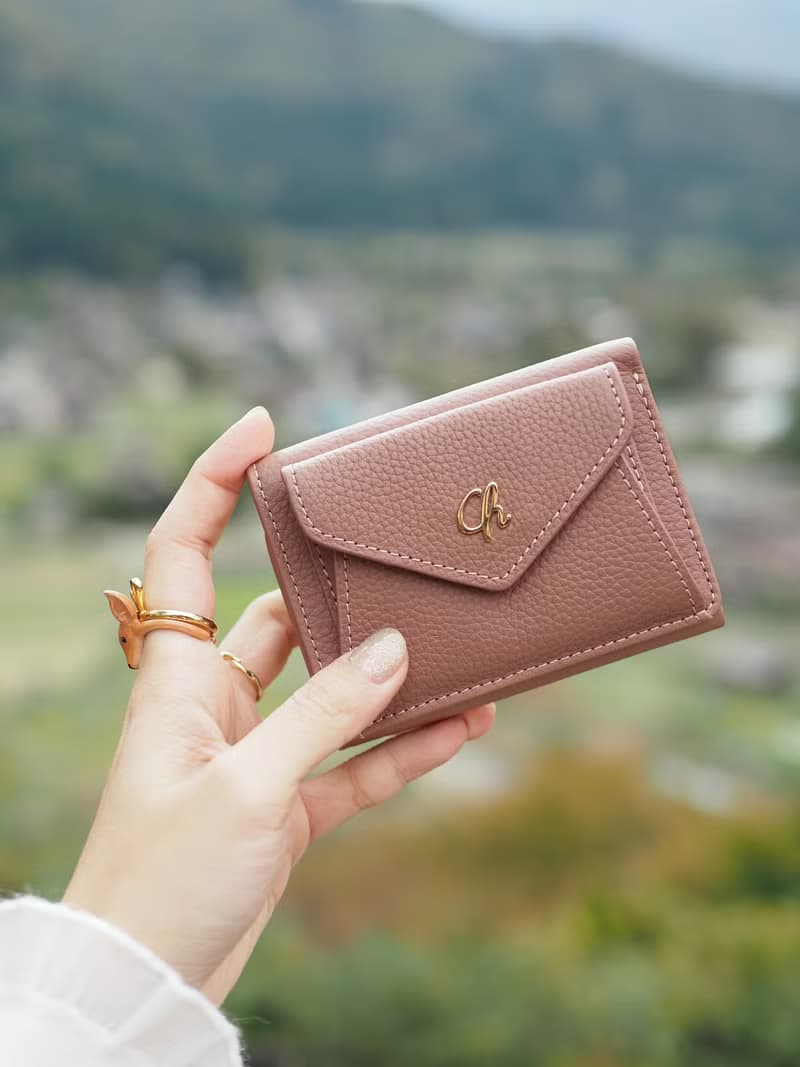 Maily (Tea rose) : Tri-fold wallet, short wallet, cow leather, nude pink