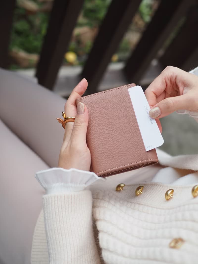 Maily (Tea rose) : Tri-fold wallet, short wallet, cow leather, nude pink