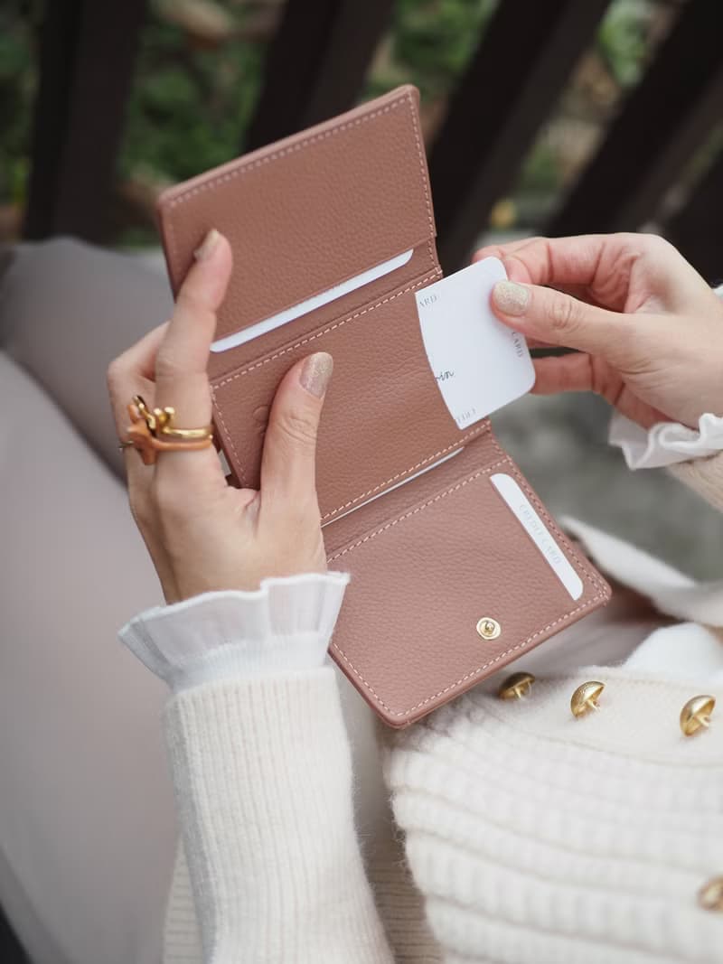 Maily (Tea rose) : Tri-fold wallet, short wallet, cow leather, nude pink