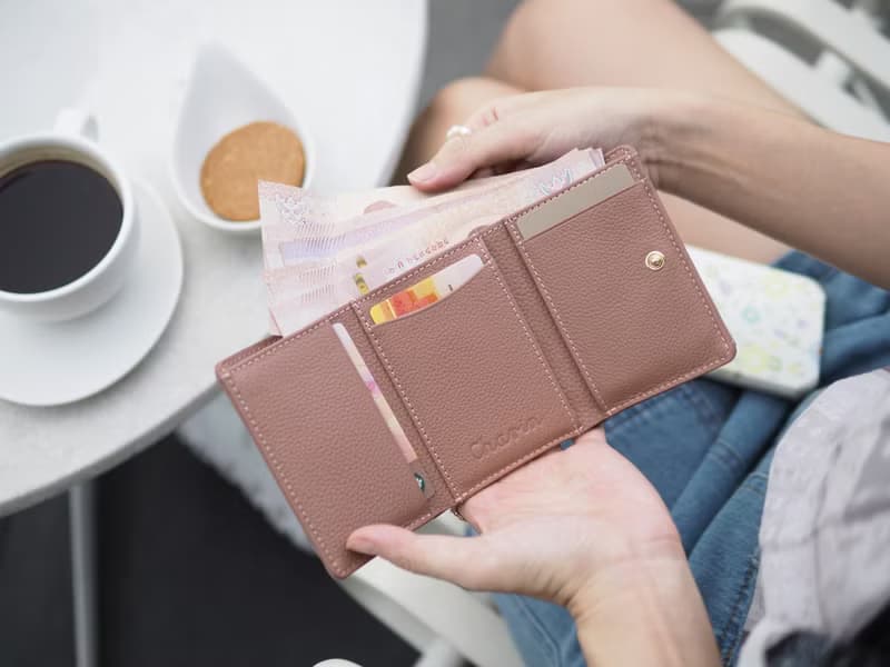 Maily (Tea rose) : Tri-fold wallet, short wallet, cow leather, nude pink