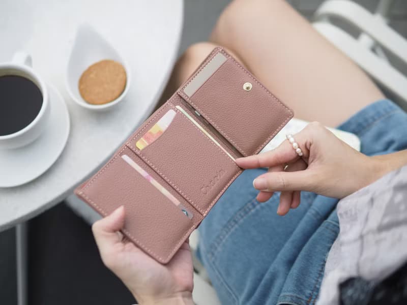 Maily (Tea rose) : Tri-fold wallet, short wallet, cow leather, nude pink