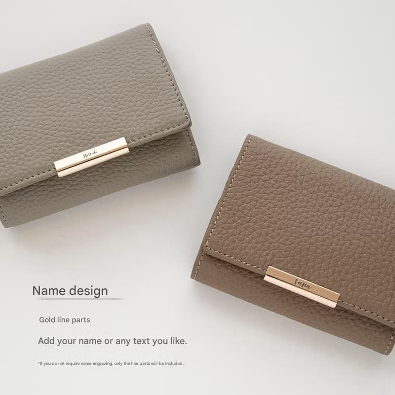 三つ折り ウォレット 【 本革 Nuance ラインパーツ 名入れ 】 財布 コインケース カードケース ミニ財布 刻印 HR30U