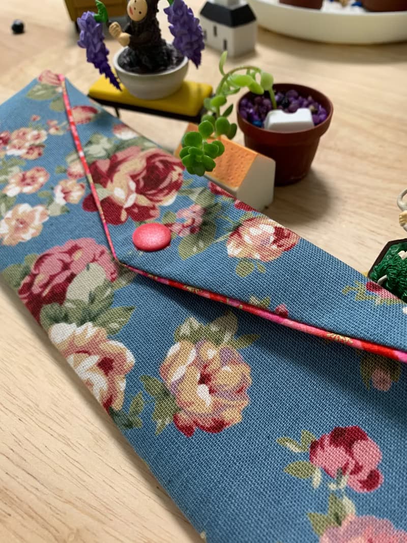 文青風環保純棉筷袋 古典玫瑰園 復古藍 優雅氣質  日本 潮物 收