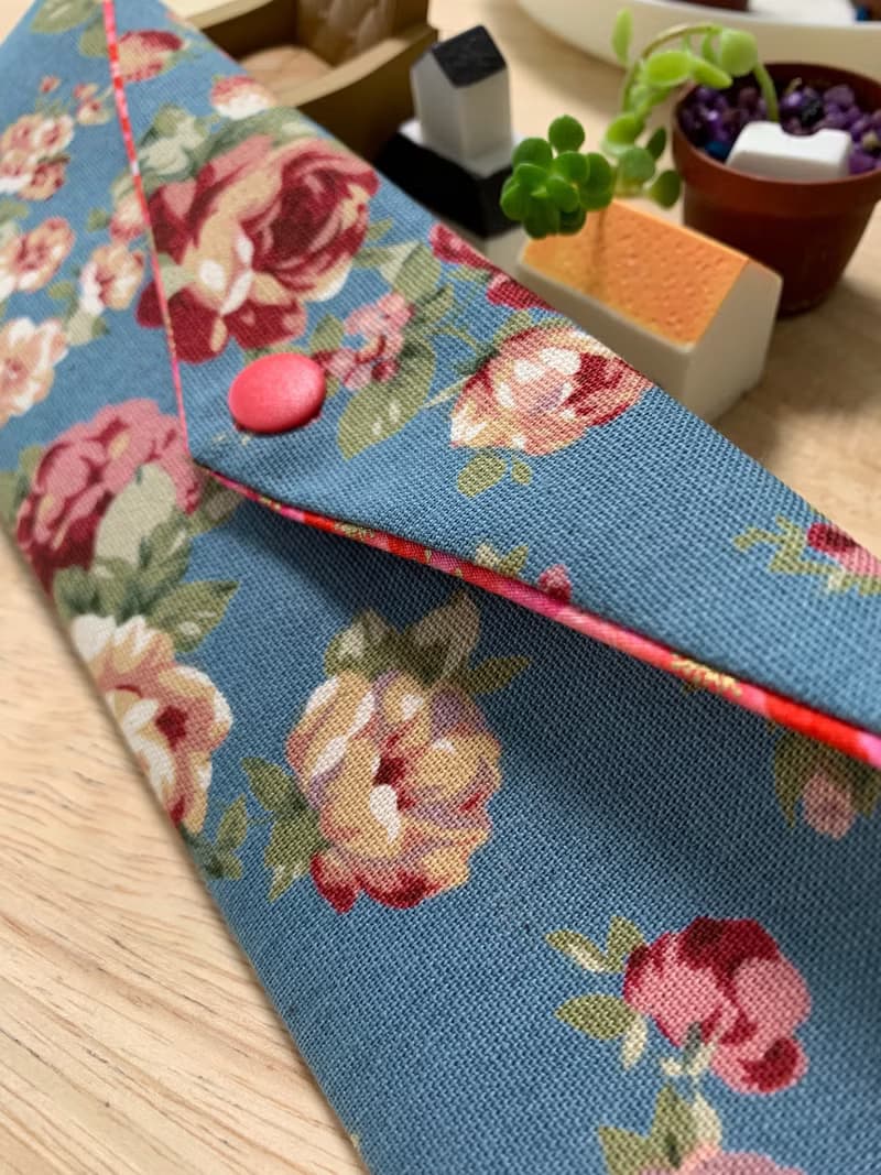 文青風環保純棉筷袋 古典玫瑰園 復古藍 優雅氣質  日本 潮物 收