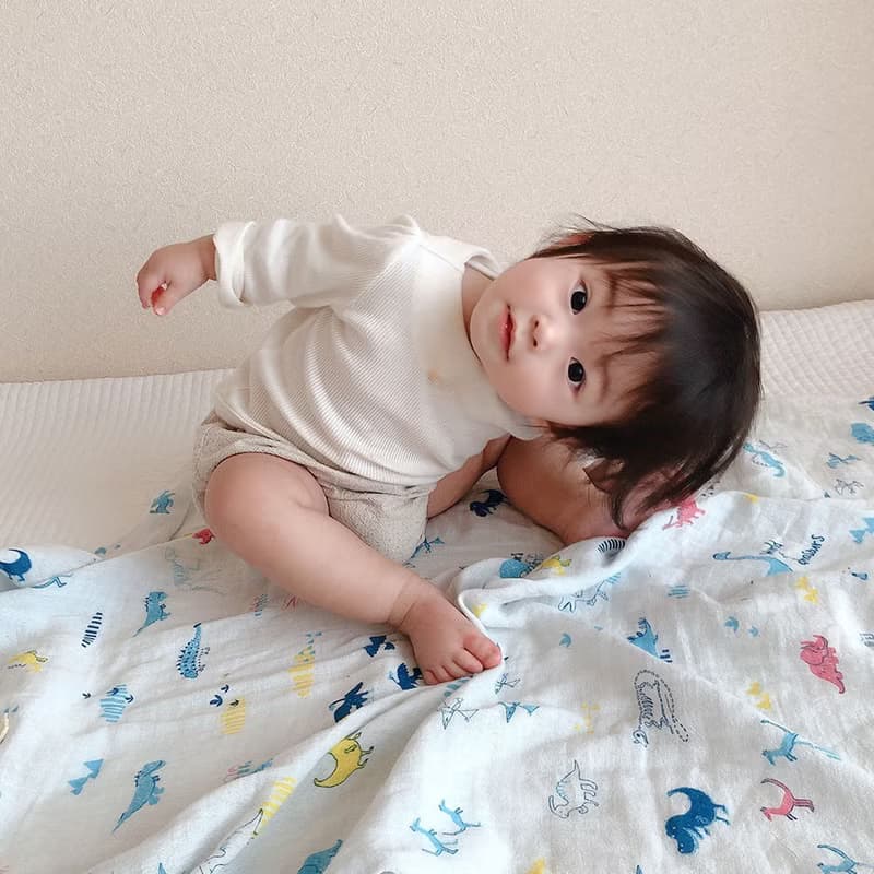 【kontex】日本二層紗恐龍萬用包巾+安撫玩偶禮盒 (附提袋)
