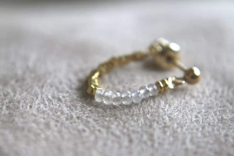 耳環 月光石 14k包金隔珠 - 維納斯 -