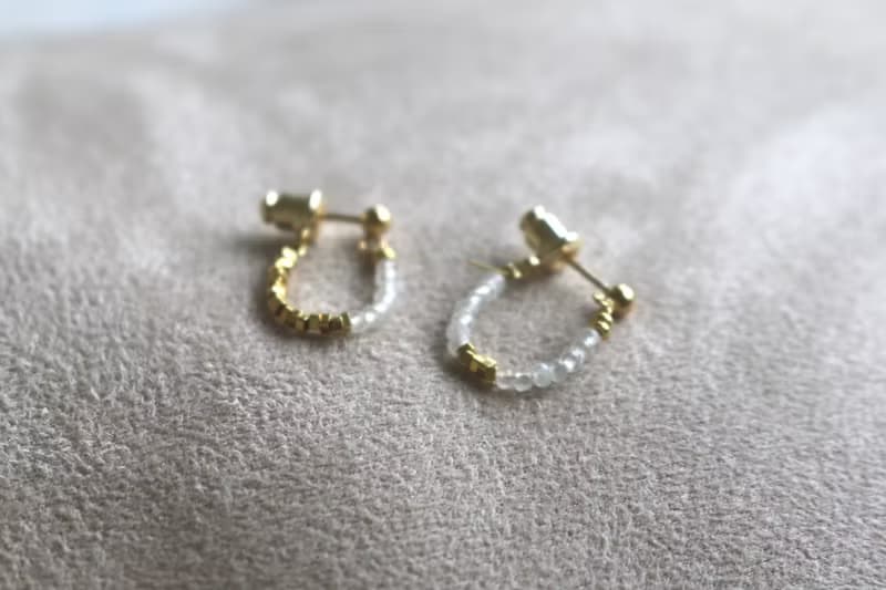 耳環 月光石 14k包金隔珠 - 維納斯 -