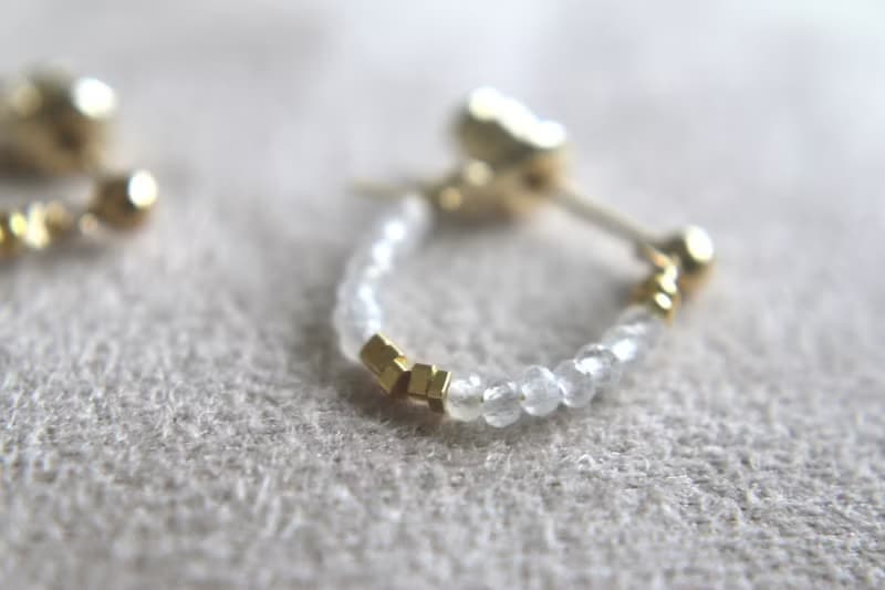 耳環 月光石 14k包金隔珠 - 維納斯 -