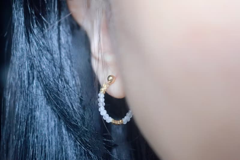 耳環 月光石 14k包金隔珠 - 維納斯 -