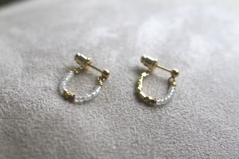 耳環 月光石 14k包金隔珠 - 維納斯 -