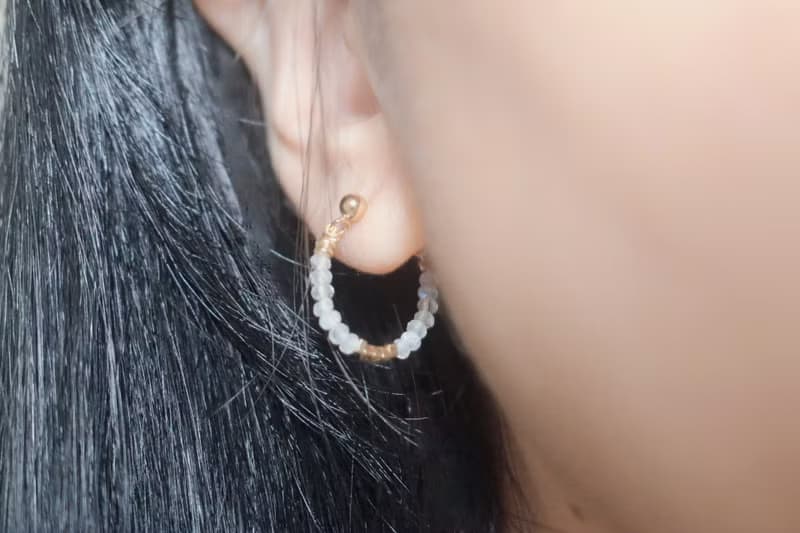 耳環 月光石 14k包金隔珠 - 維納斯 -