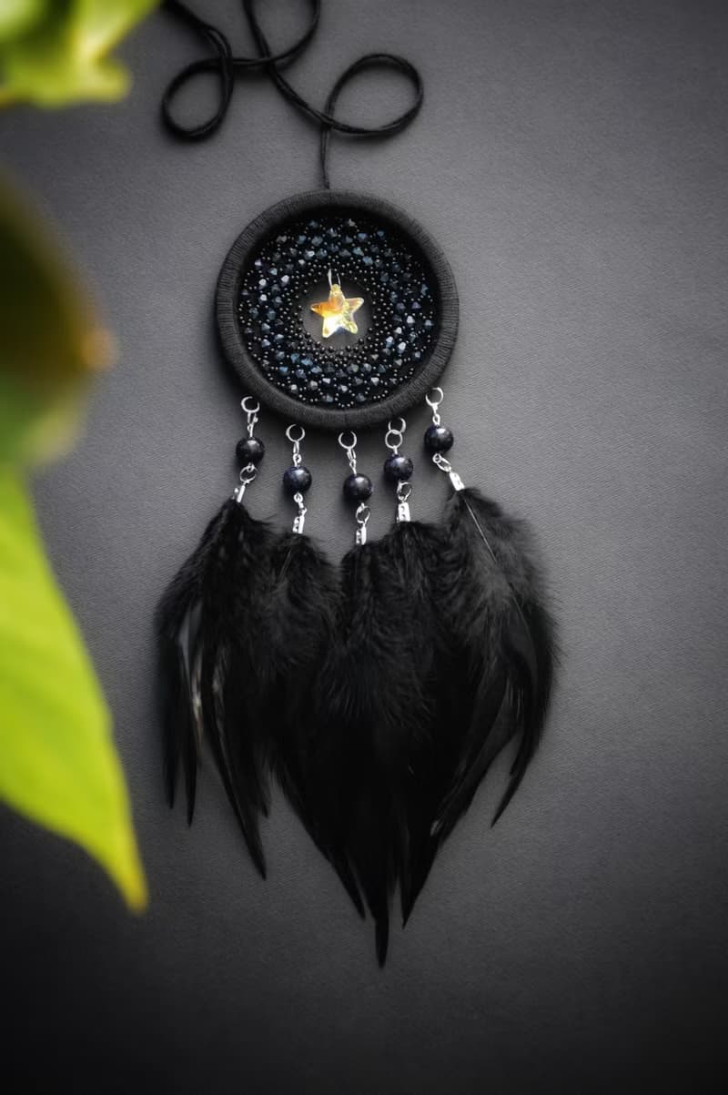 Guiding Star Christmas or Birthday Gift for Girl or Man | Black Dream Catcher