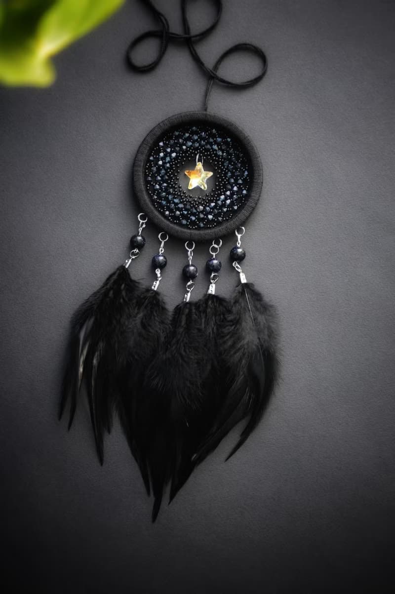 Guiding Star Christmas or Birthday Gift for Girl or Man | Black Dream Catcher