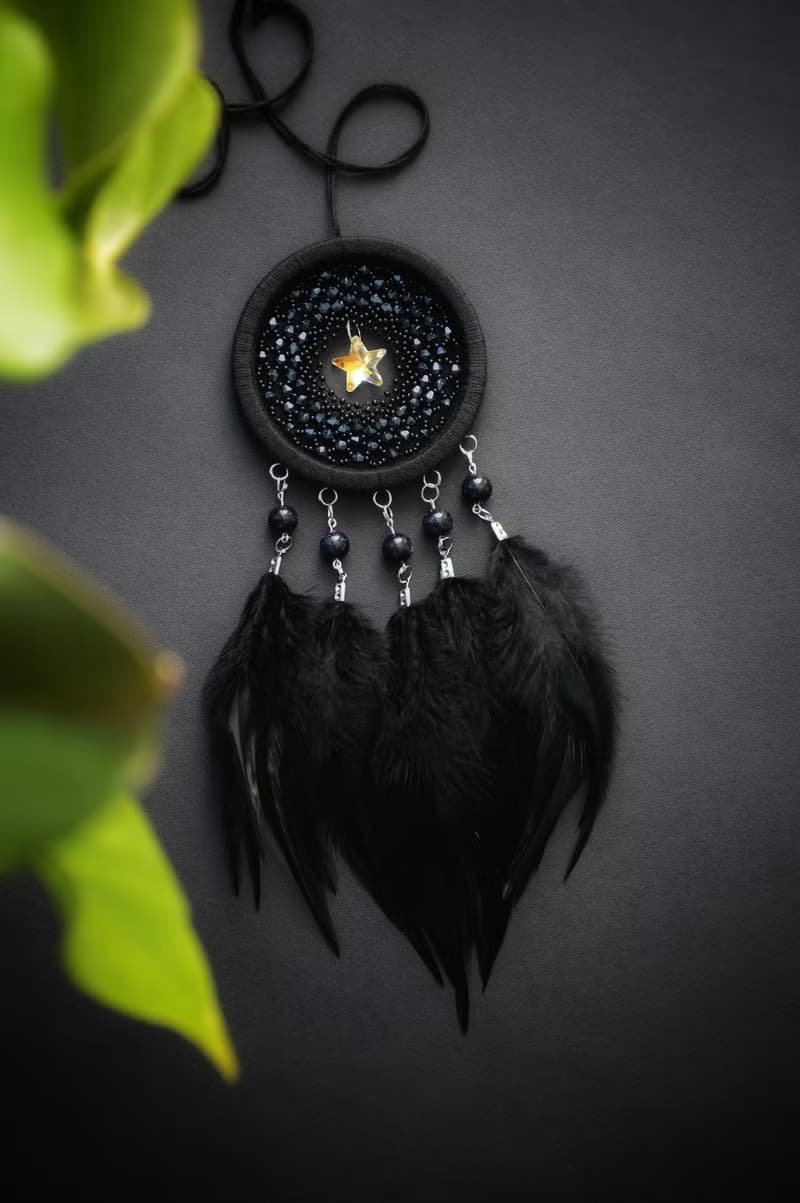 Guiding Star Christmas or Birthday Gift for Girl or Man | Black Dream Catcher