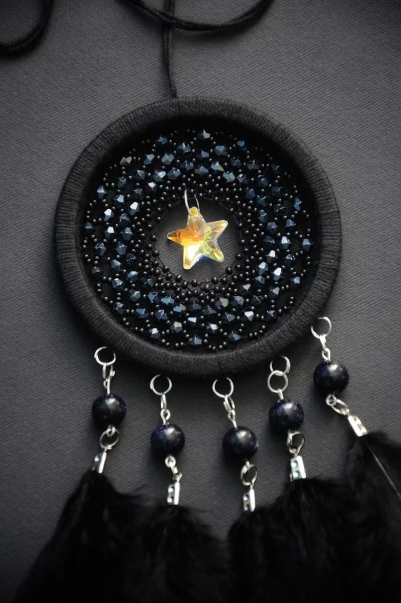 Guiding Star Christmas or Birthday Gift for Girl or Man | Black Dream Catcher