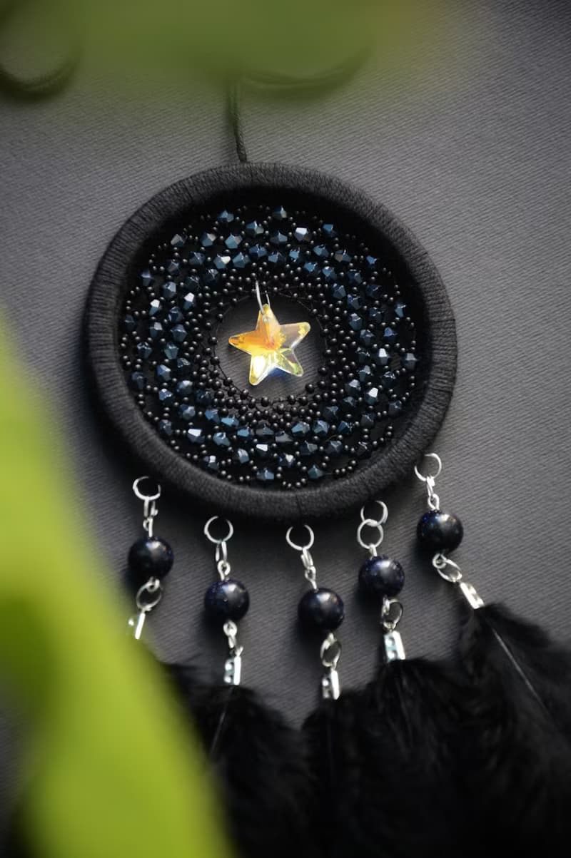 Guiding Star Christmas or Birthday Gift for Girl or Man | Black Dream Catcher