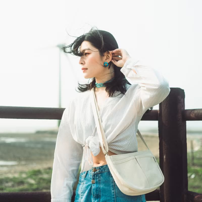 帆布半圓小側包
