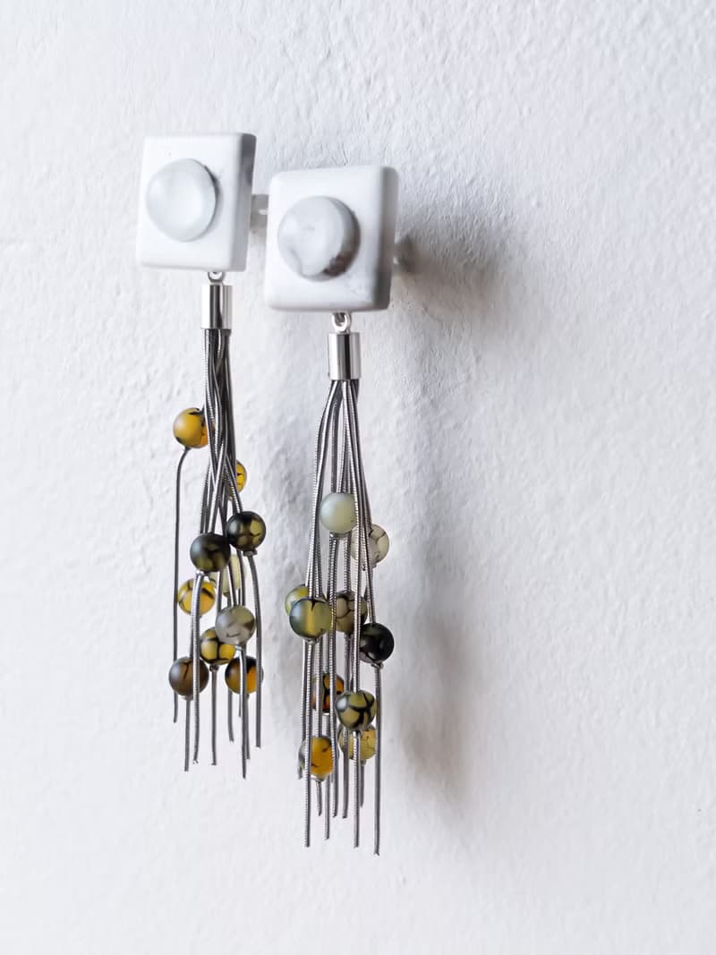 Bugs eye 2way earrings/ Interchangeable / macro view-veins 醫療鋼耳環 夾式耳環 耳夾