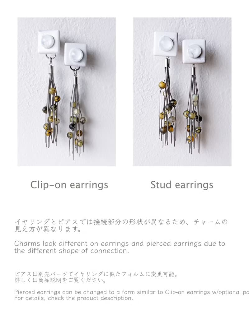 Bugs eye 2way earrings/ Interchangeable / macro view-veins 醫療鋼耳環 夾式耳環 耳夾