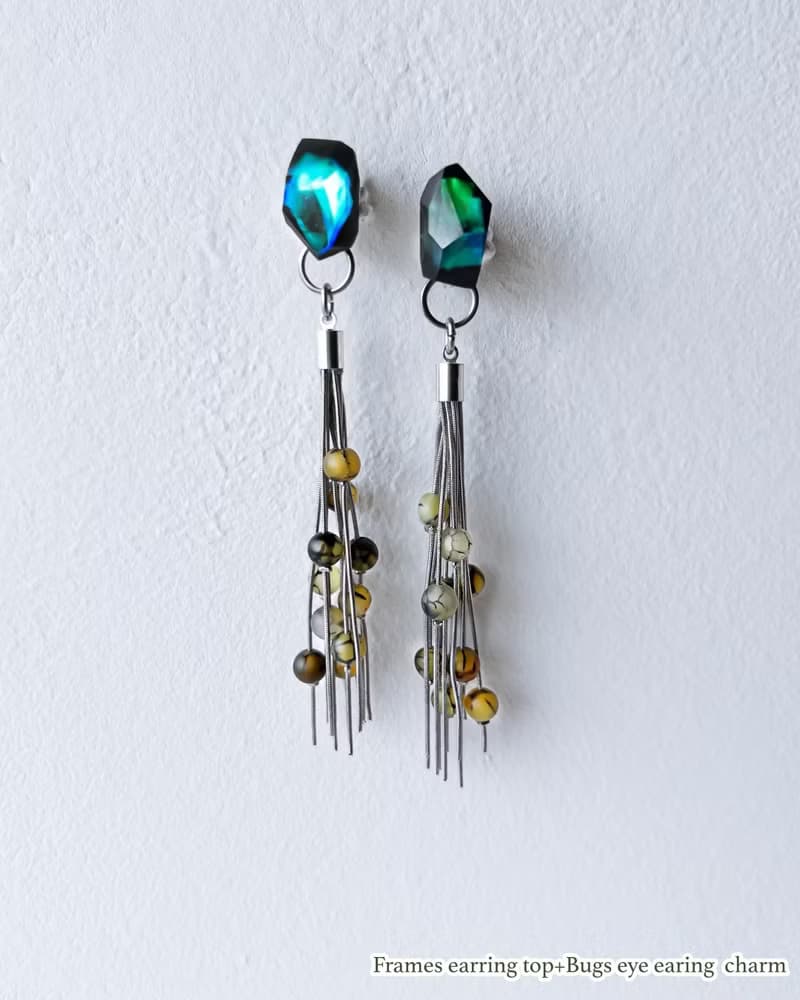 Bugs eye 2way earrings/ Interchangeable / macro view-veins 醫療鋼耳環 夾式耳環 耳夾