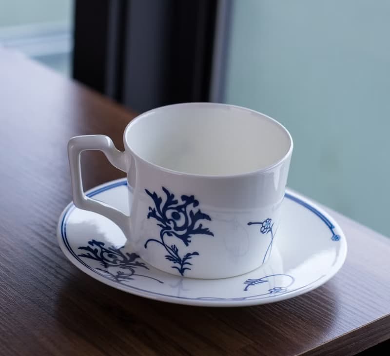 青花骨瓷咖啡杯盤組
