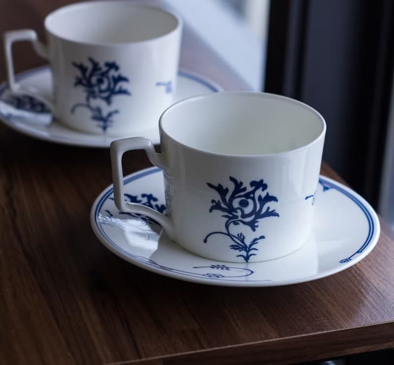 青花骨瓷咖啡杯盤組