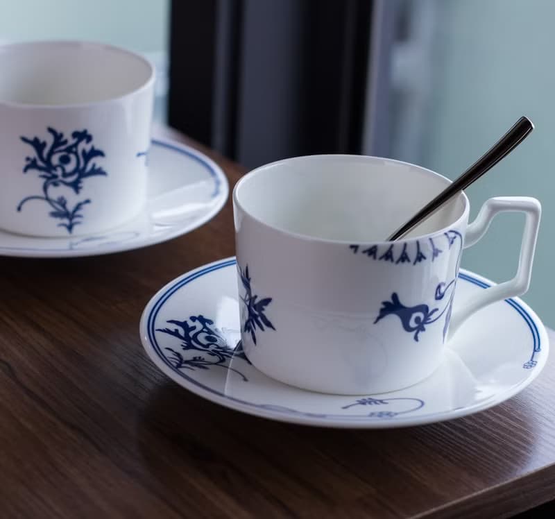 青花骨瓷咖啡杯盤組