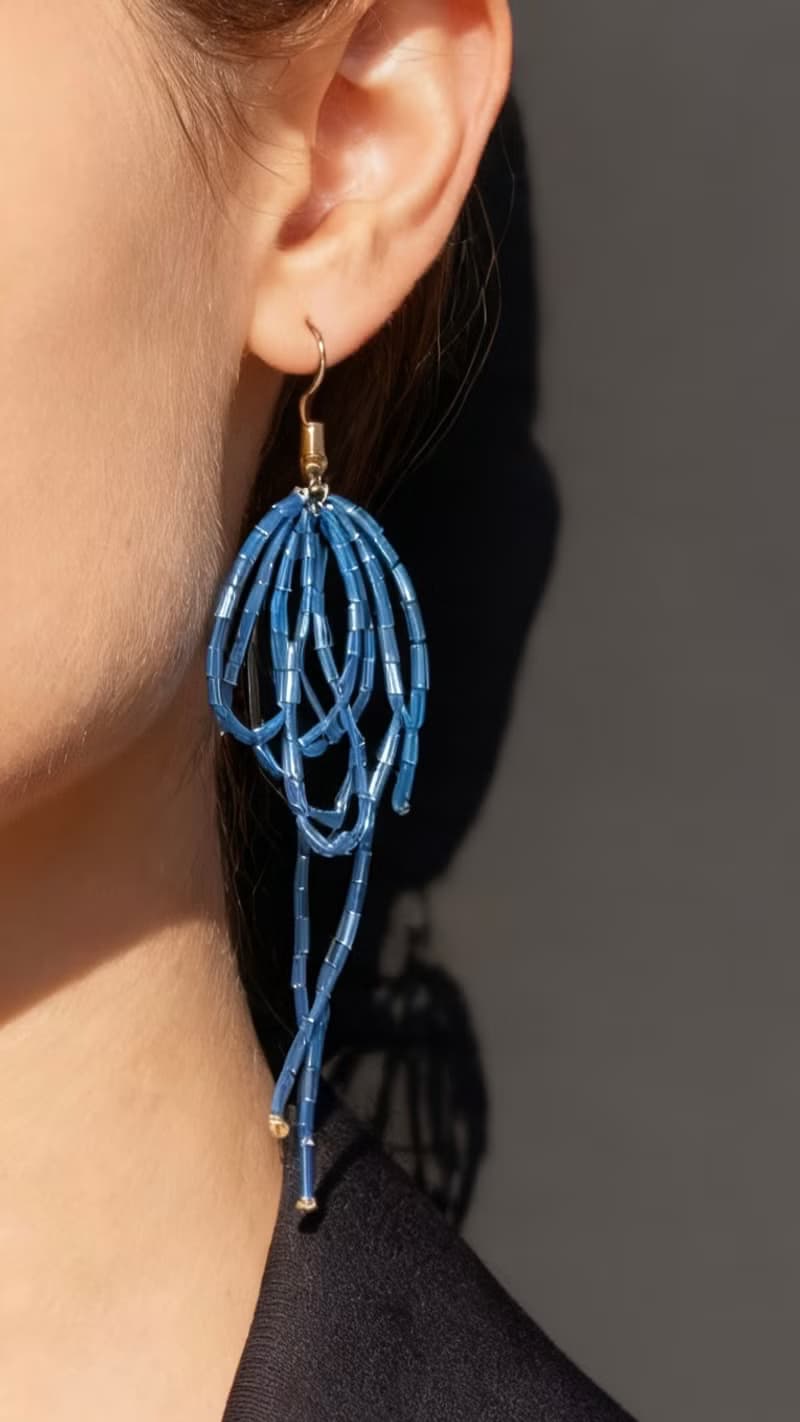 Crystal.EAA 設計款琉璃耳飾 KC金深海藍絲纏繞耳環