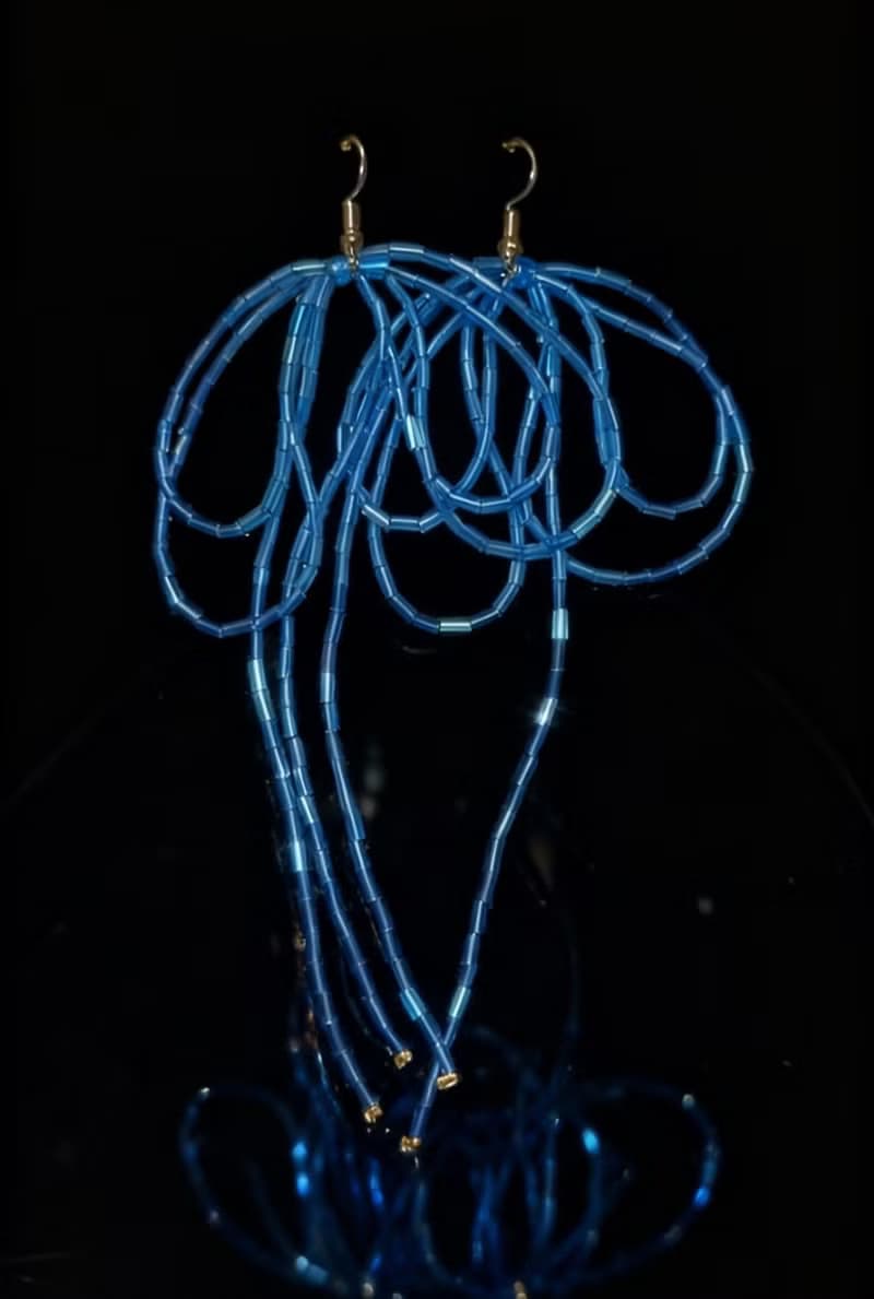 Crystal.EAA 設計款琉璃耳飾 KC金深海藍絲纏繞耳環