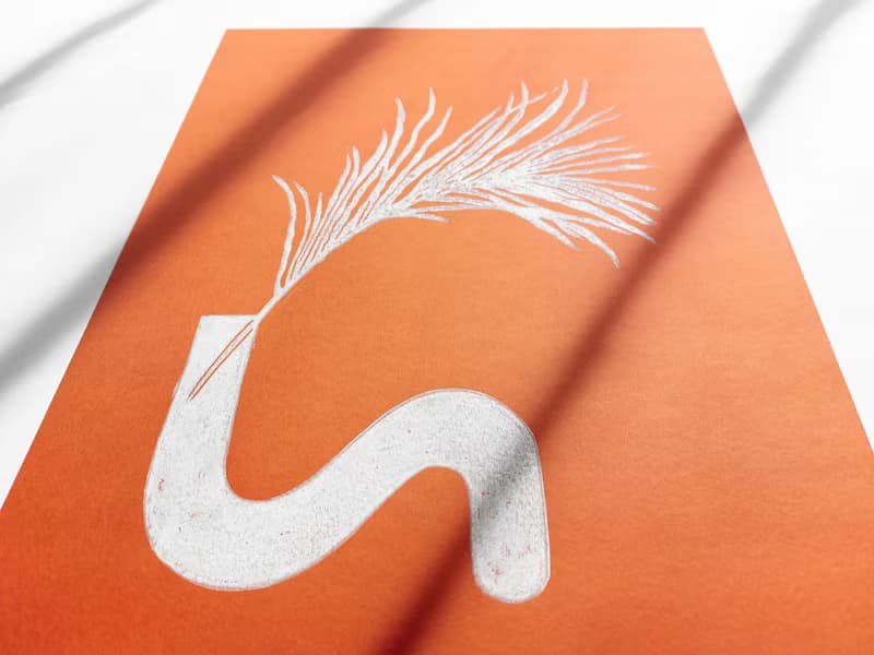 Terracotta Linocut Print Boho Chic Vase Plant Wall Artwork Decor New Home Gift