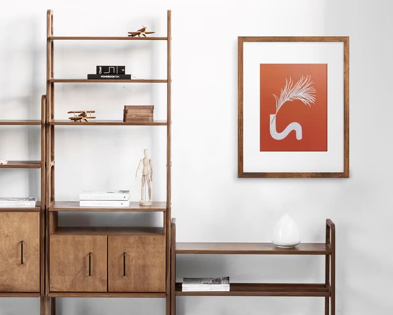 Terracotta Linocut Print Boho Chic Vase Plant Wall Artwork Decor New Home Gift