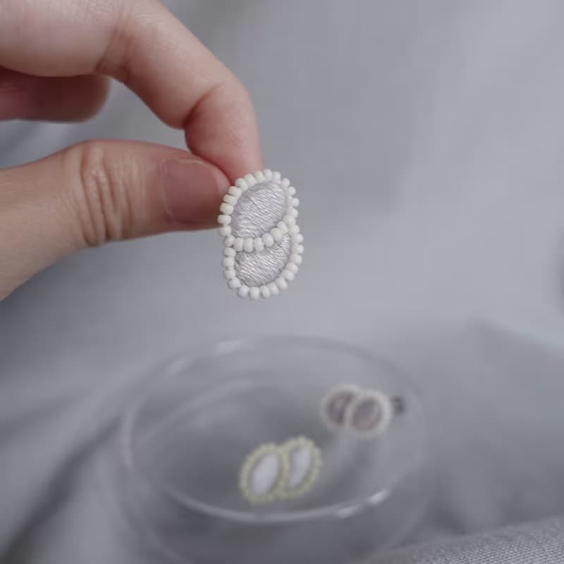 雙豆・手工刺繡耳環