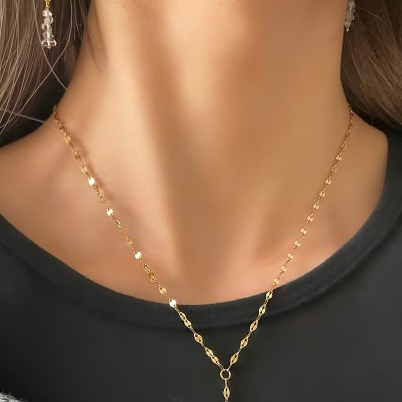 金属アレルギー対応  淡水パール　真珠　Y字　ラリエット　華奢　ネックレス　14k gold　316L サージカルステンレス　珍珠項鍊　防過敏