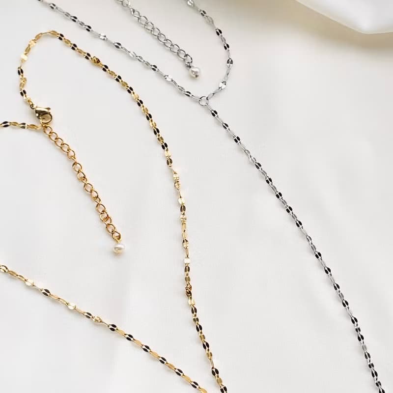 金属アレルギー対応  淡水パール　真珠　Y字　ラリエット　華奢　ネックレス　14k gold　316L サージカルステンレス　珍珠項鍊　防過敏