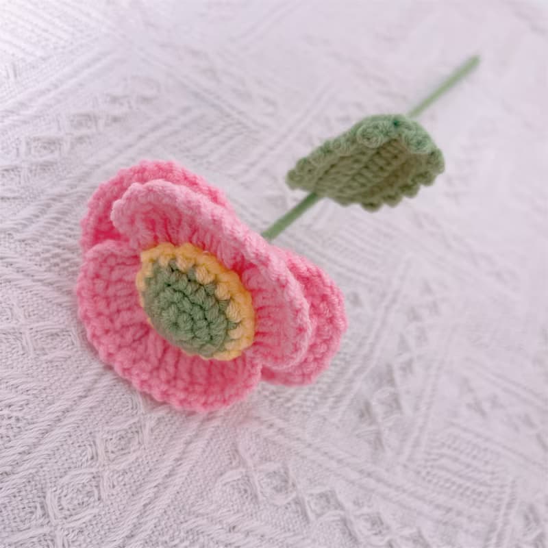 手工鉤針粉花甜兔花束新奇居家擺件新奇居家擺件